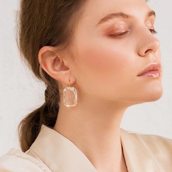 Jewelry - Clear Rectangle Crystal Earring